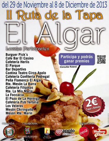 <span style='color:#780948'>ARCHIVED</span> - 2nd Tapas Route El Algar 29th November to 8th December